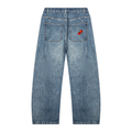 Unisex Vintage Wash Barrel Leg Denim Jeans