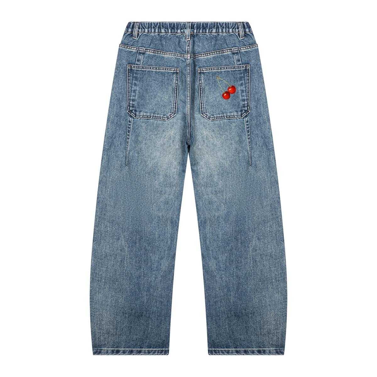 Unisex Vintage Wash Barrel Leg Denim Jeans
